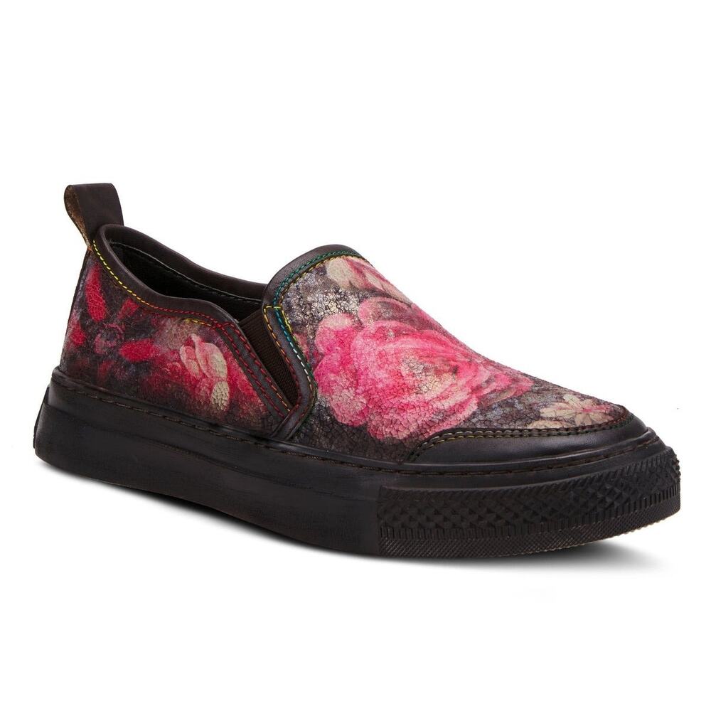 L’Artiste Rosea Floral Slip On Sneakers Multicolor Artistic Print Size 37